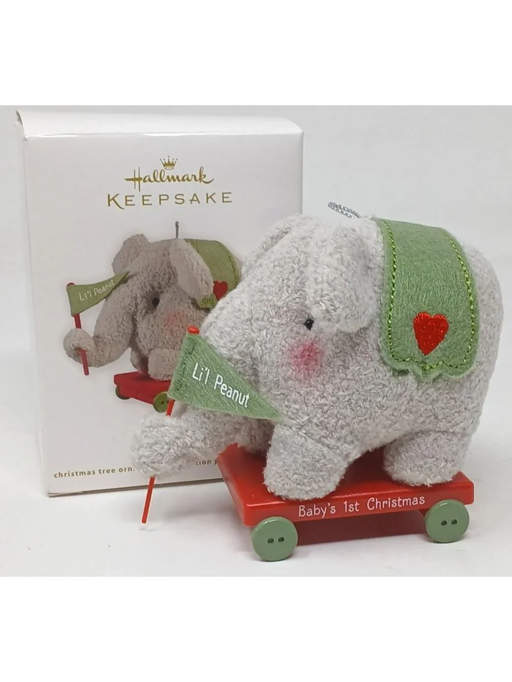 Hallmark Keepsake Lil Peanut Babys 1st Christmas Ornament 2012 Elephant Wagon D9